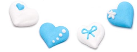 Hearts set blue / white