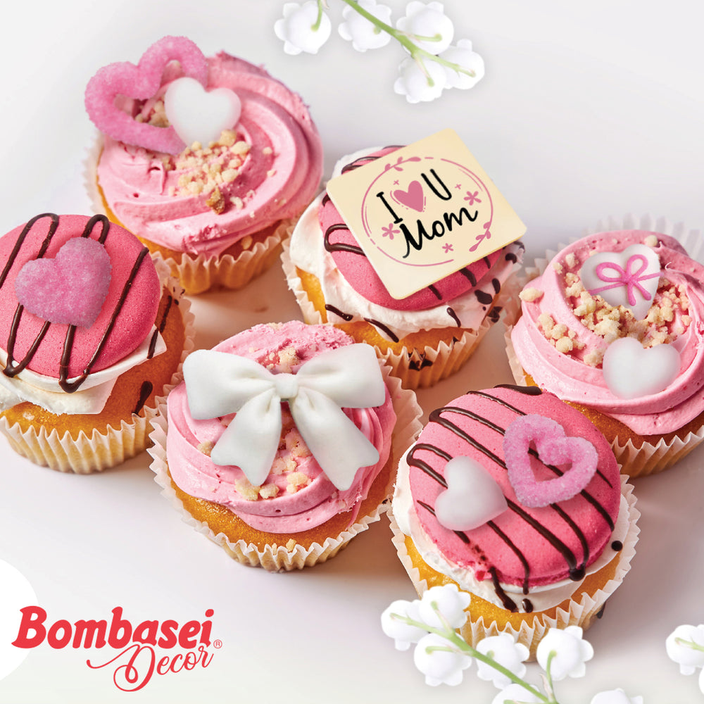 Cuore bianco m. Fiocco rosa