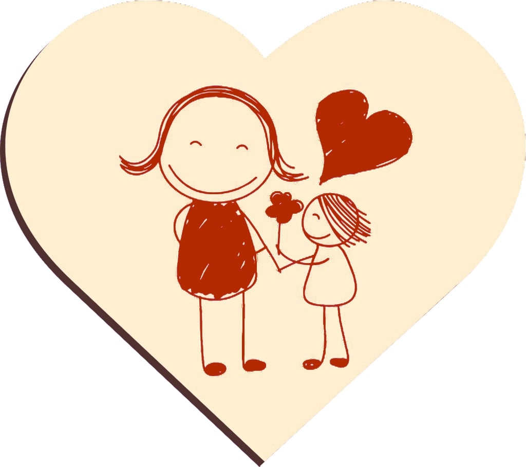 Cuore con madre + figlia
